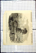 Old Antique Print Opening Alexandra Park Manchester Flags Top Hats Swans