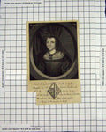 Original Old Antique Print Portrait Lady Jane Caesar Daughter Barkham
