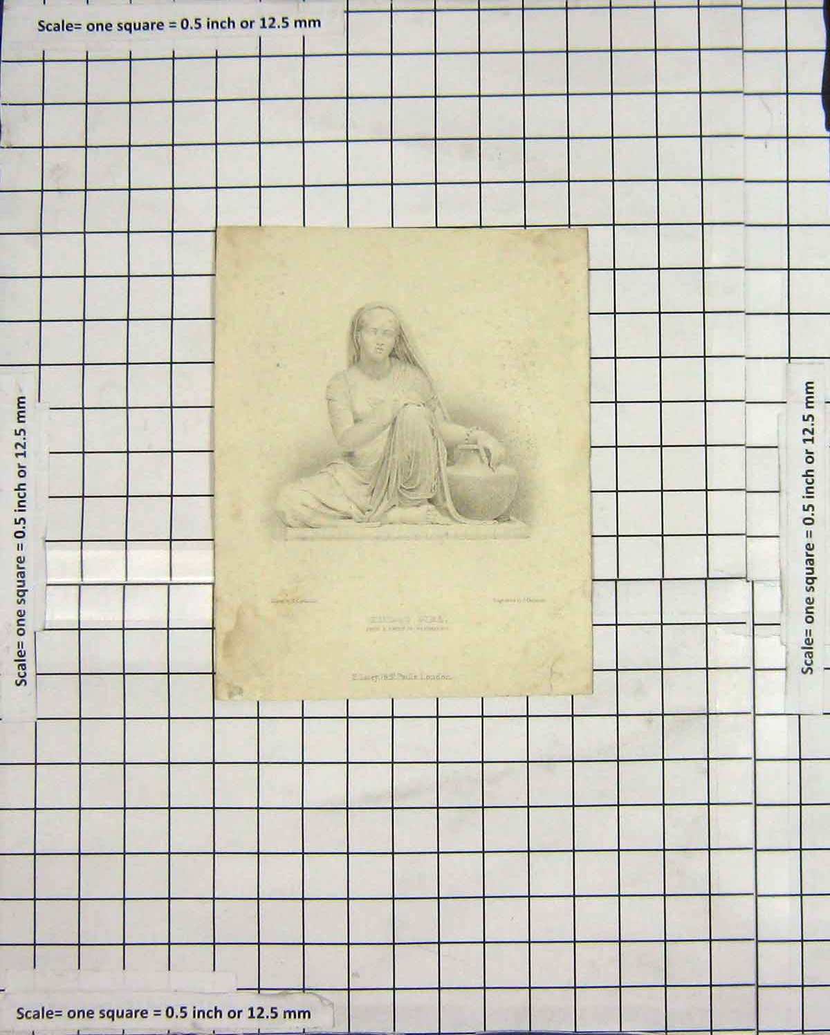 Original Old Antique Print Portrait Hindoo Girl Engraving Thomson