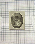 Original Old Antique Print Portrait Young Woman Man Torch Engraving