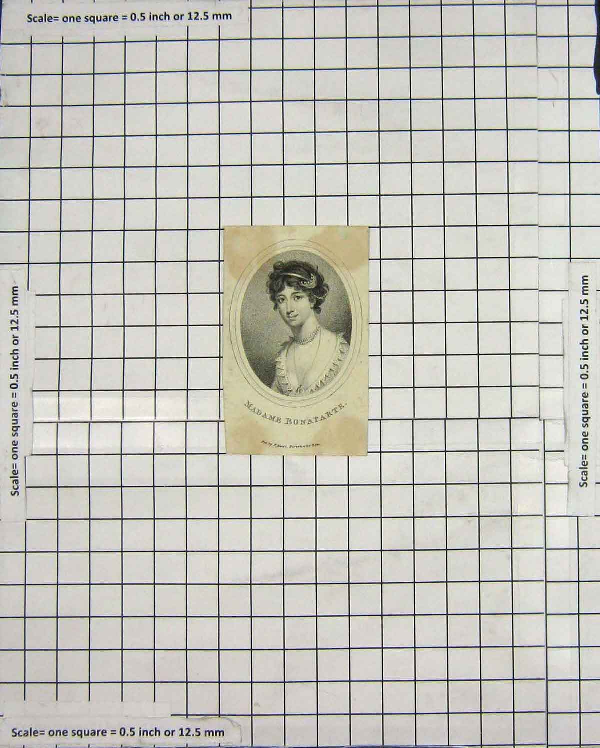 Original Old Antique Print Portrait Madame Bonaparte Beautiful Woman