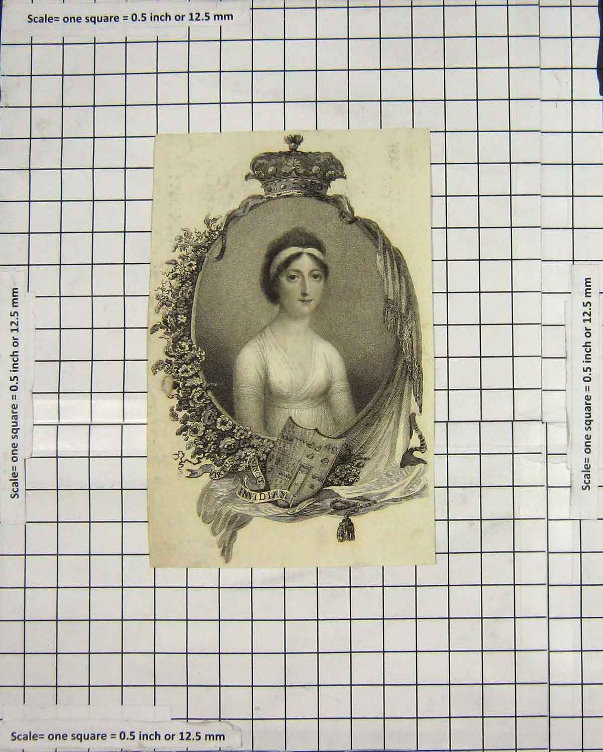 Original Old Antique Print Portrait Louisa Gordon Beautiful Lady Woman