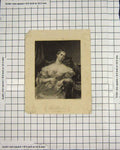 Original Old Antique Print Portrait Reverie Woman Lover Cook Engraving