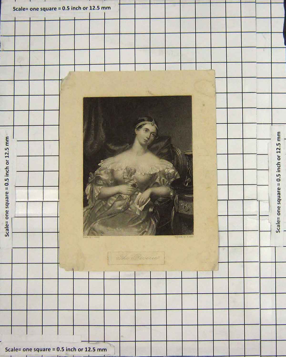 Original Old Antique Print Portrait Reverie Woman Lover Cook Engraving
