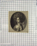 Original Old Antique Print Portrait Beautiful Foreign Lady Head-Dress