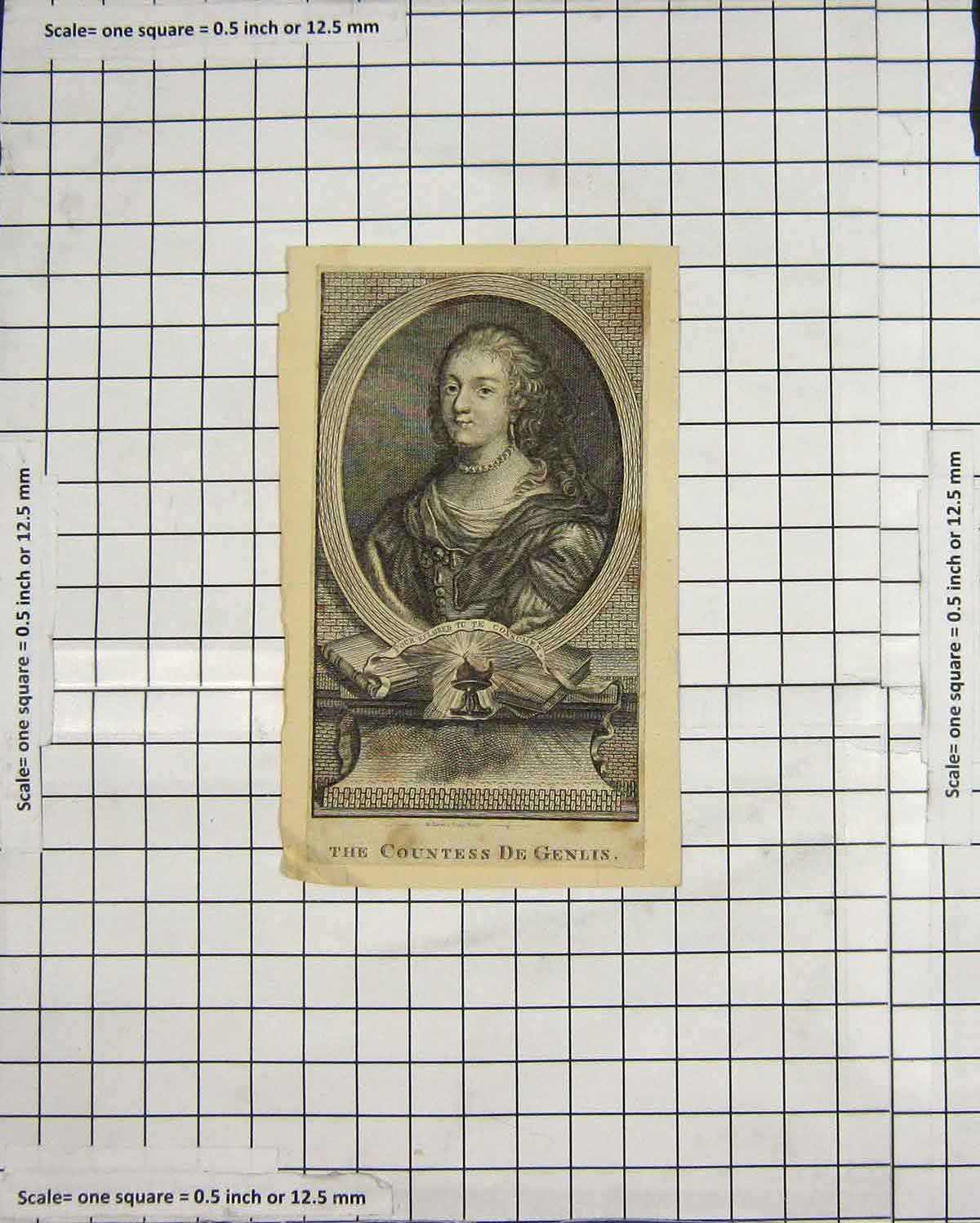 Original Old Antique Print Portrait Countess De Genlis Lady Engraving
