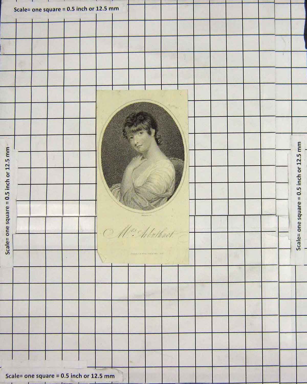 Original Old Antique Print Portrait Mrs Arbuthnot Mackenzie Engraving