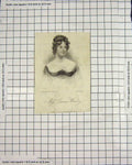 Original Old Antique Print Portrait 1826 Miss Emma Wensley Lady Woman 19th