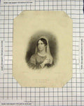 Original Old Antique Print Portrait Lady Noel Byron Newton Mote Engraving 18th