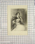 Original Old Antique Print Portrait Miss Wardow Swing Engraving Herbert 19th