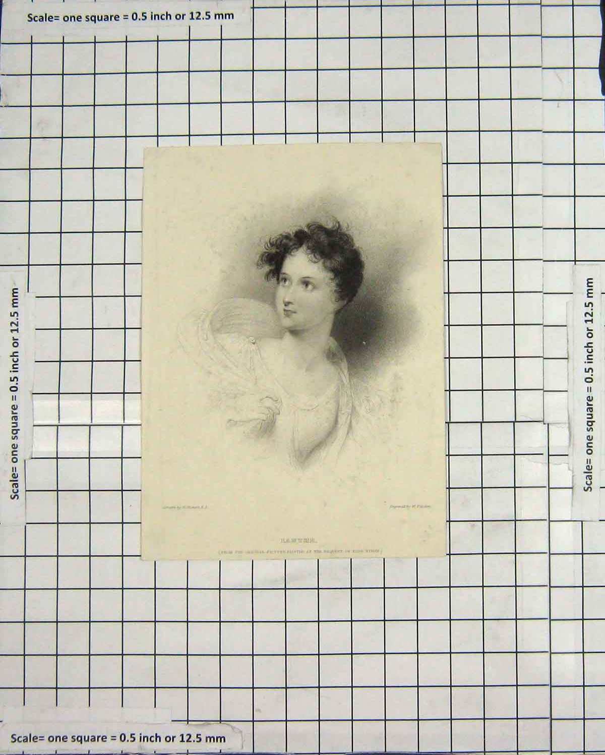 Original Old Antique Print Portrait Lanthe Westall Finden Engraving 19th