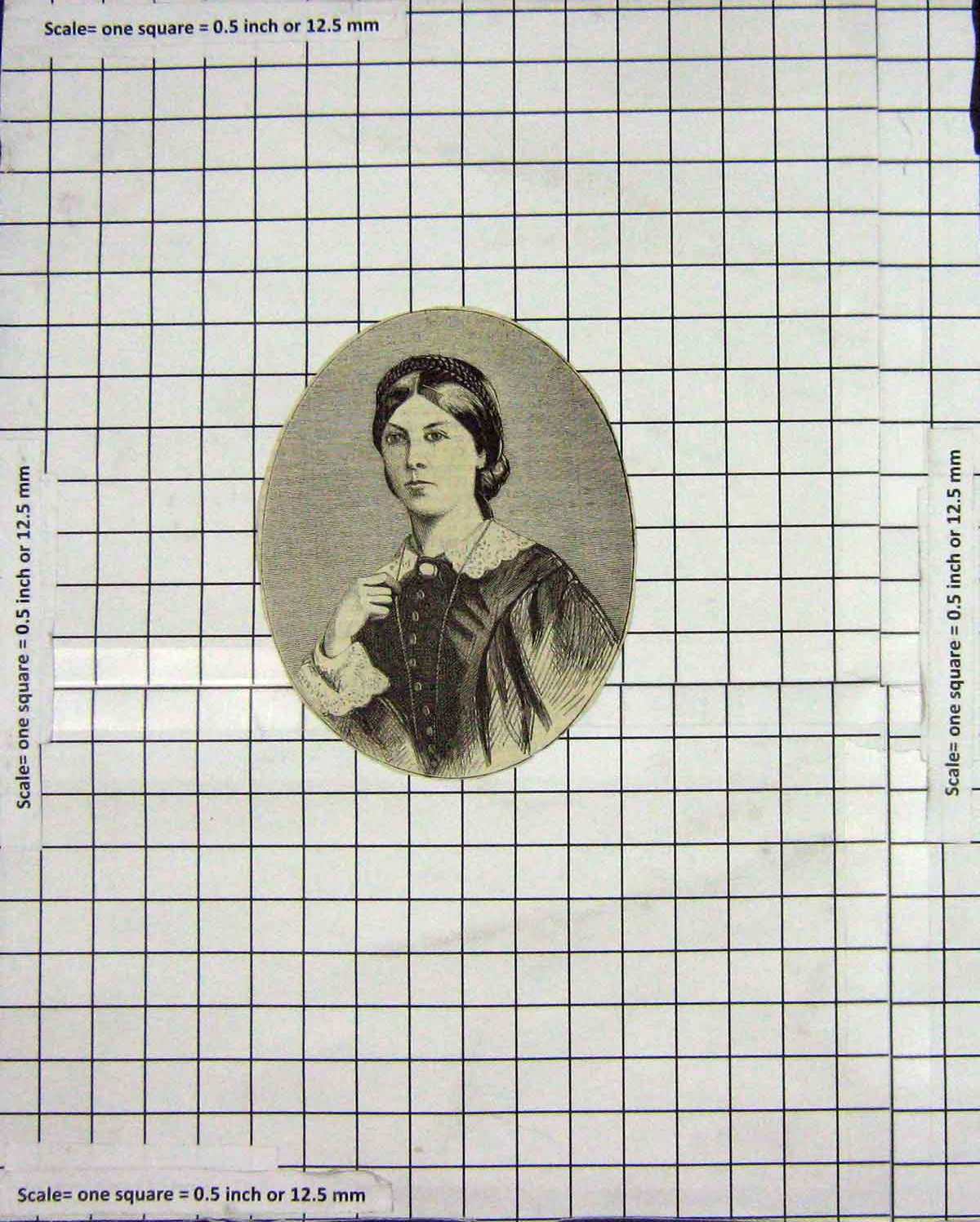Original Old Antique Print Ref.60 Portrait Beautiful Lady Woman Engraving