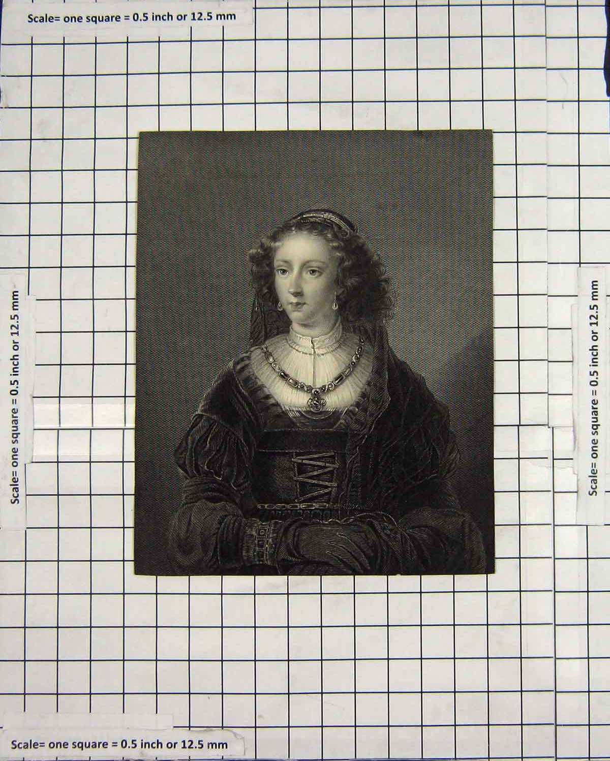 Original Old Antique Print Ref.61 Portrait Beautiful Lady Woman Engraving