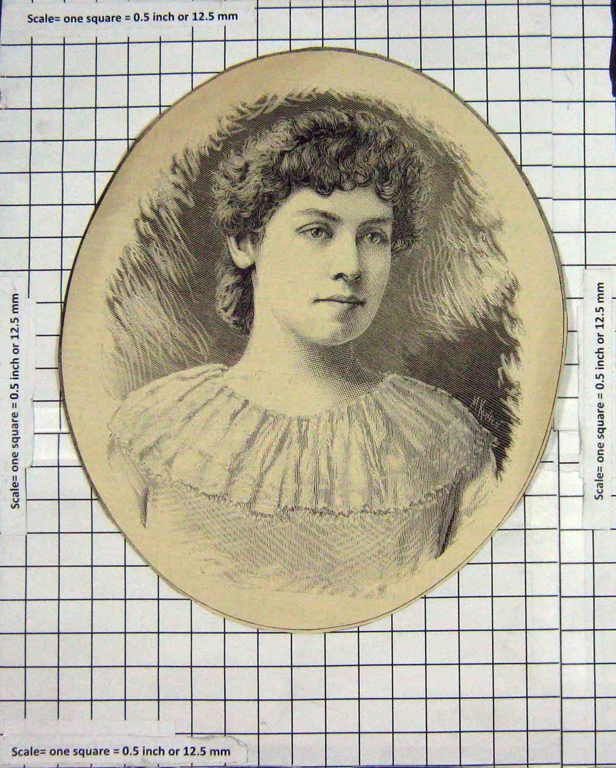 Original Old Antique Print Ref.62 Portrait Beautiful Lady Woman Engraving