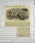 Original Old Antique Print 1843 Sea Parachute Life Umbrella Ship 19th