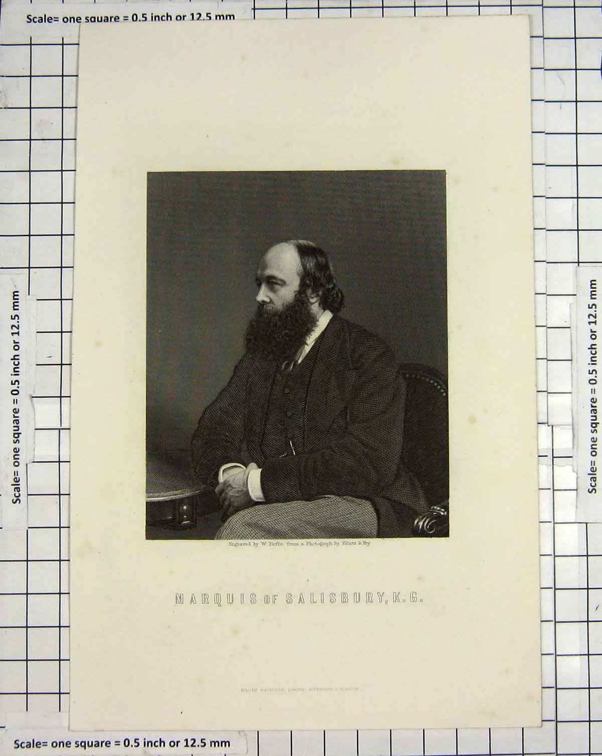 Original Old Antique Print Engraving Roffe Portrait Marquis Salisbury