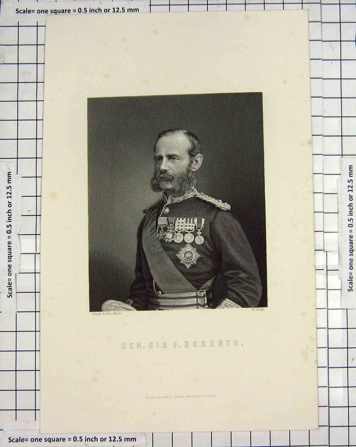 Original Old Antique Print Engraving Roffe Portrait General Roberts