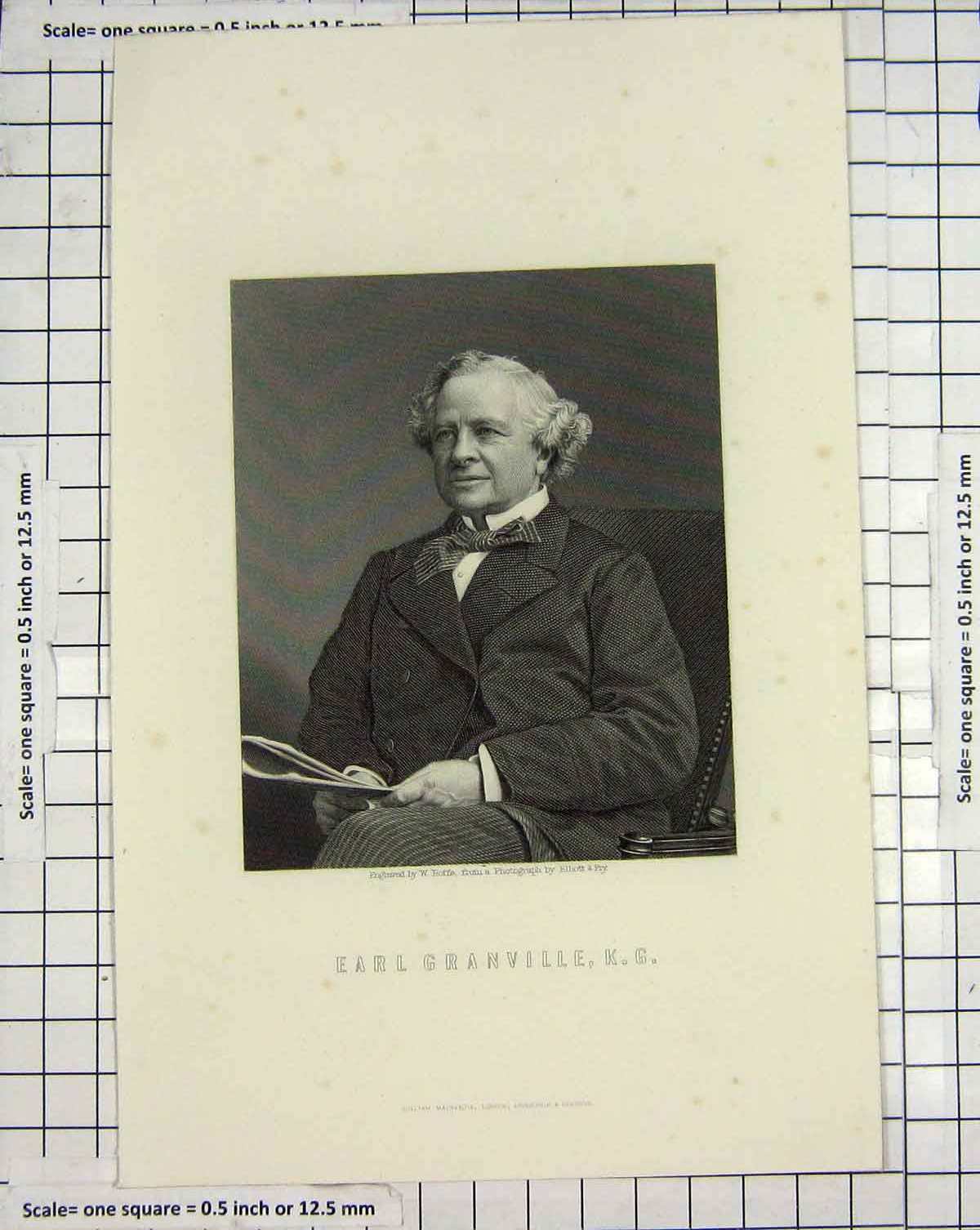 Original Old Antique Print Engraving Roffe Portrait Earl Granville