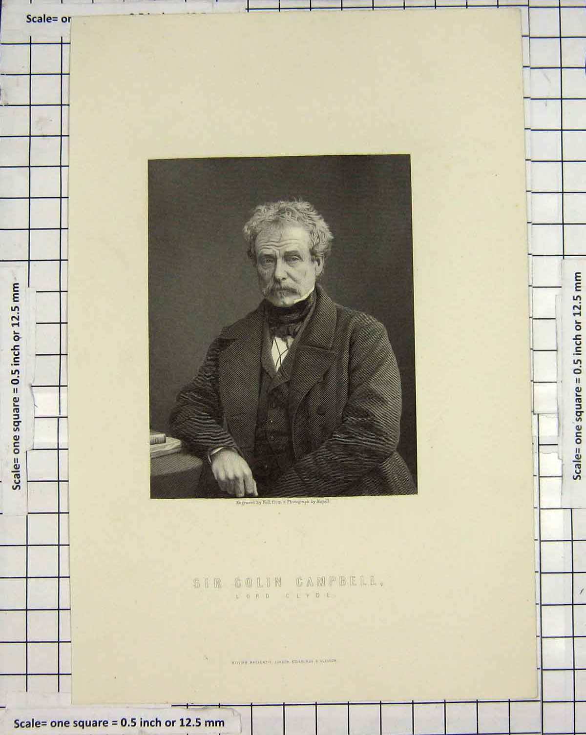 Original Old Antique Print Engraving Holl Sir Colin Campbell Lord Clyde