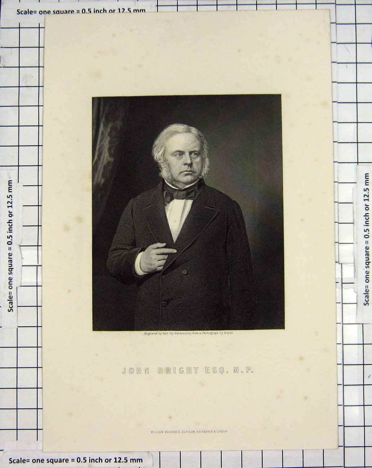 Original Old Antique Print Engraving Holl Portrait John Bright M.P.