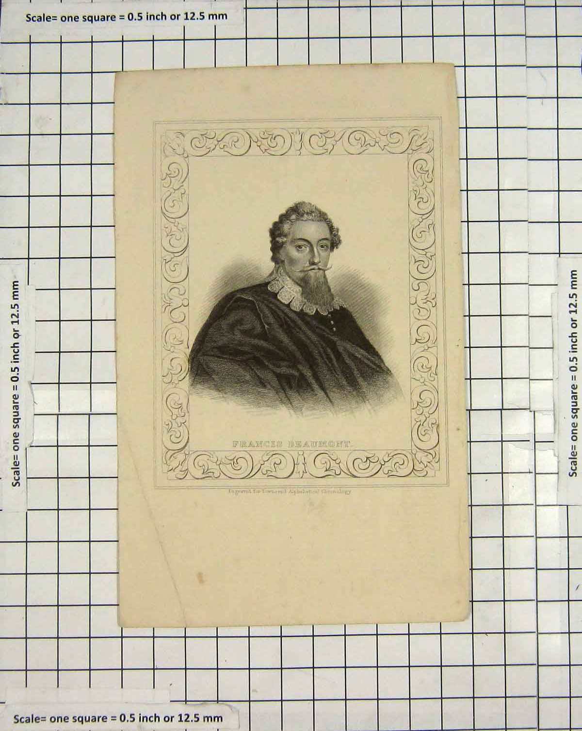 Original Old Antique Print Engraving Portrait Francis Beaumont Townsend