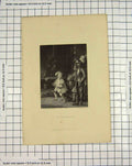 Original Old Antique Print Engraving Castle Hall Knight Armour Mitchell