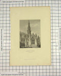 Original Old Antique Print Engraving Melrose Abbey Architecture Johnstone