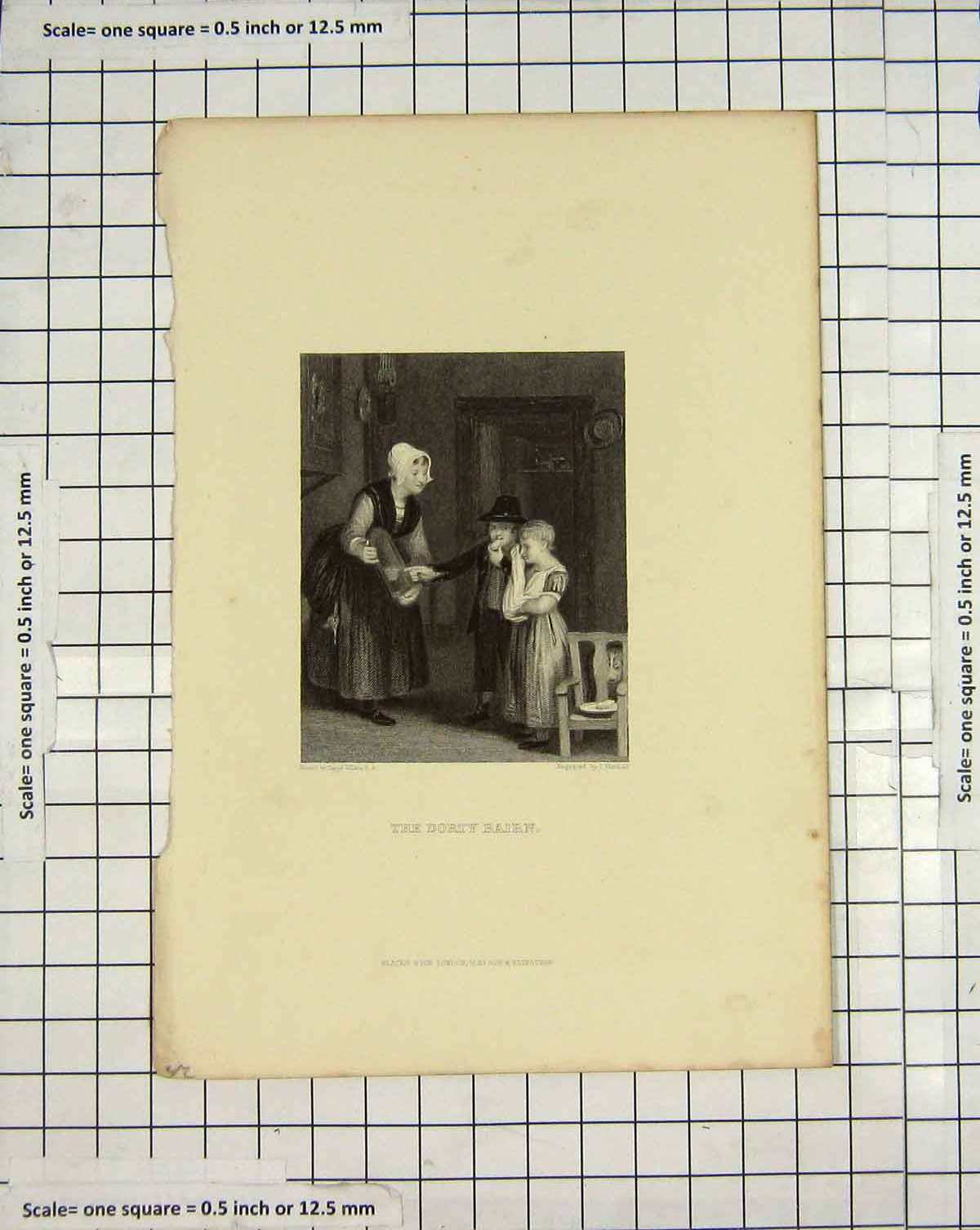 Original Old Antique Print Engraving Dorty Bairn Children Maid Mitchell