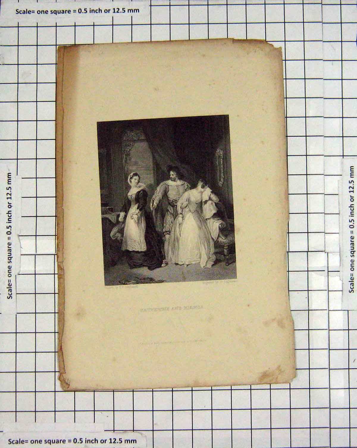 Original Old Antique Print Engraving Katherine Bianca Engleheart Romance
