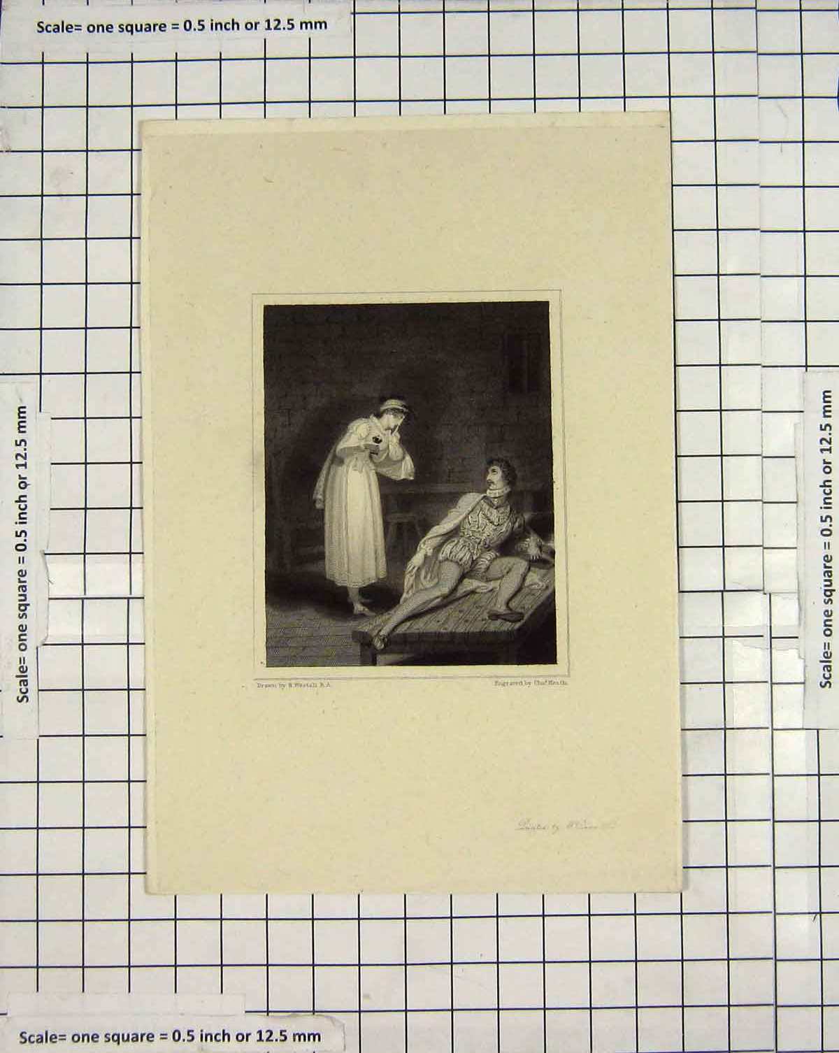 Original Old Antique Print Engraving Lady Man Romance Heath Westall