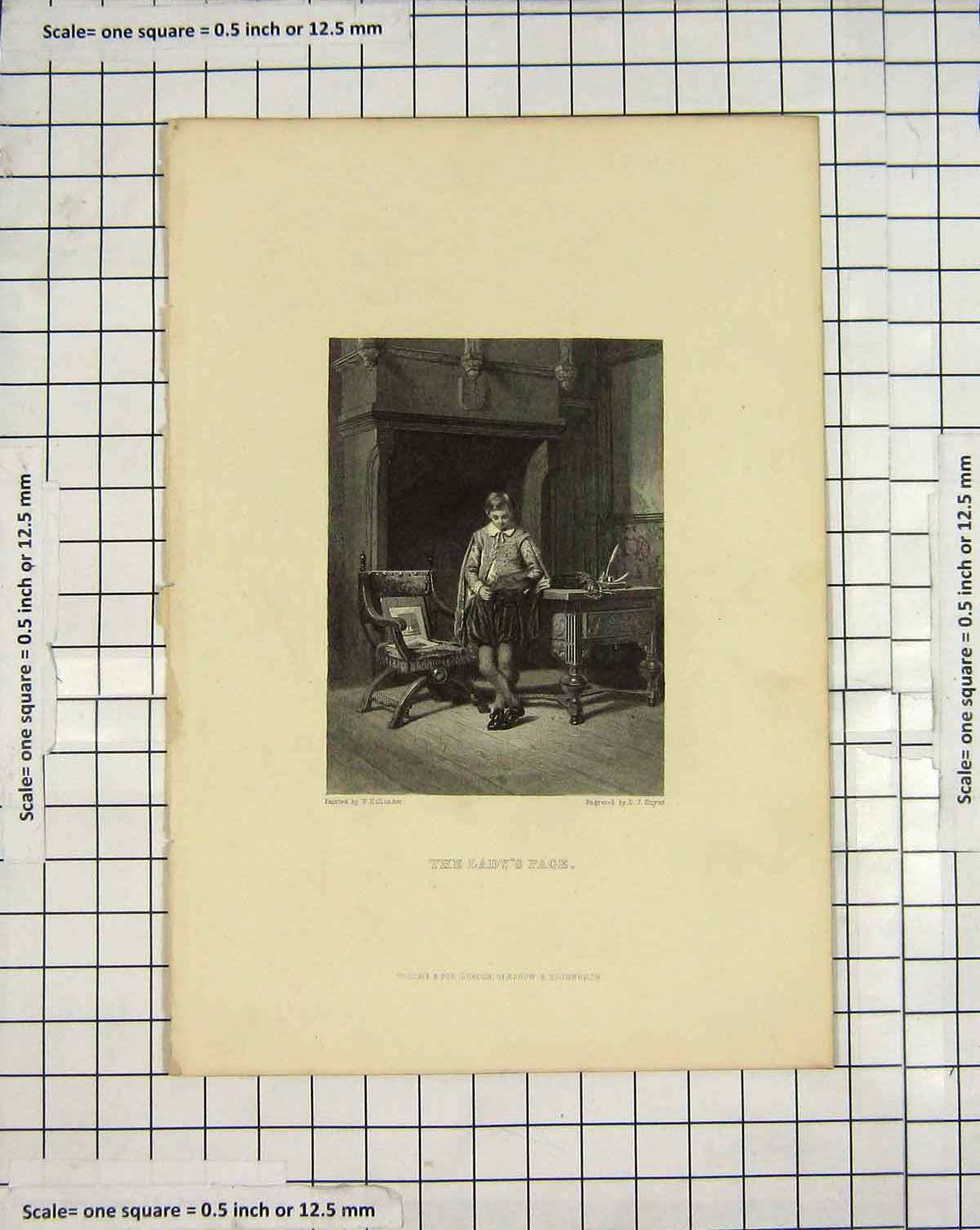 Original Old Antique Print Engraving Lady'S Page Servant Hollander