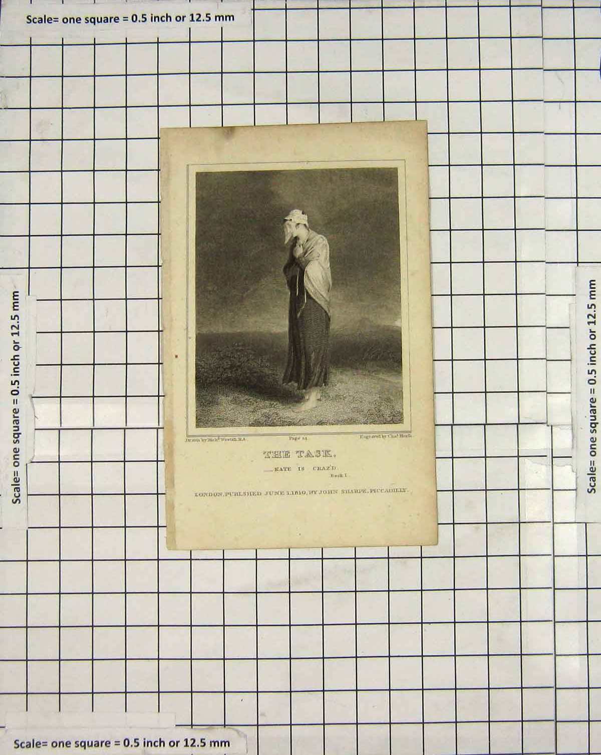 Original Old Antique Print Engraving Kate 1810 Westall Heath Piccadilly 19th