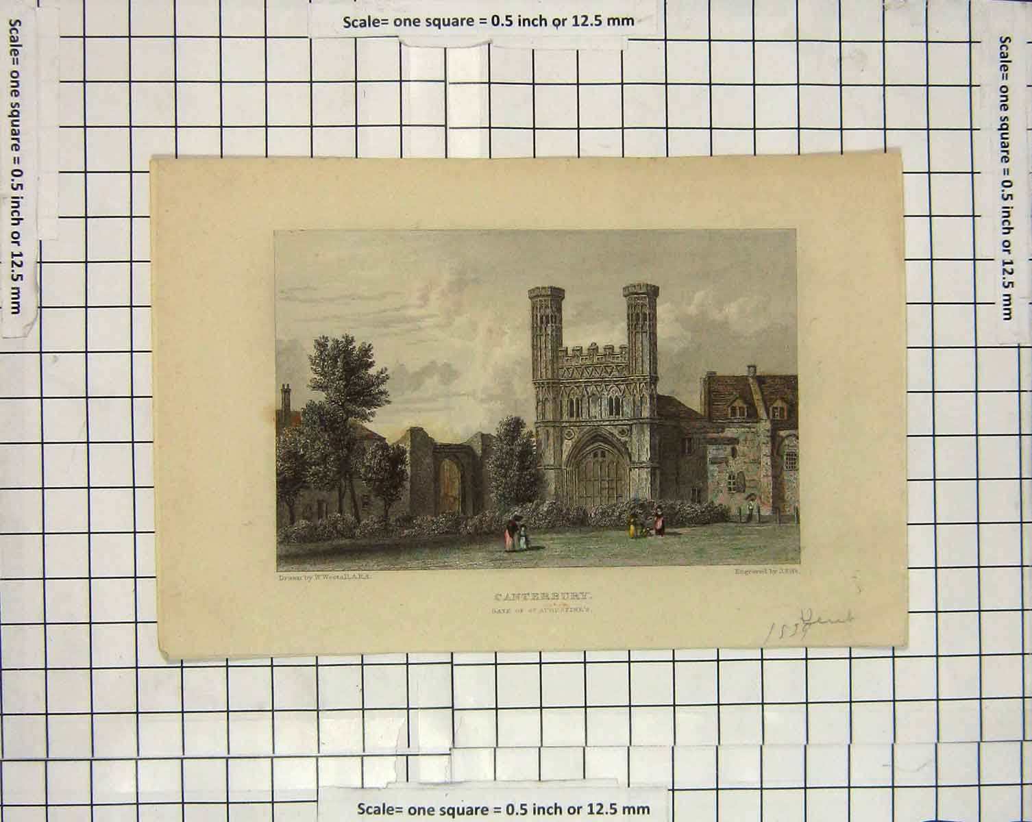 Original Old Antique Print Engraving Canterbury Augustine'S Fife Westall