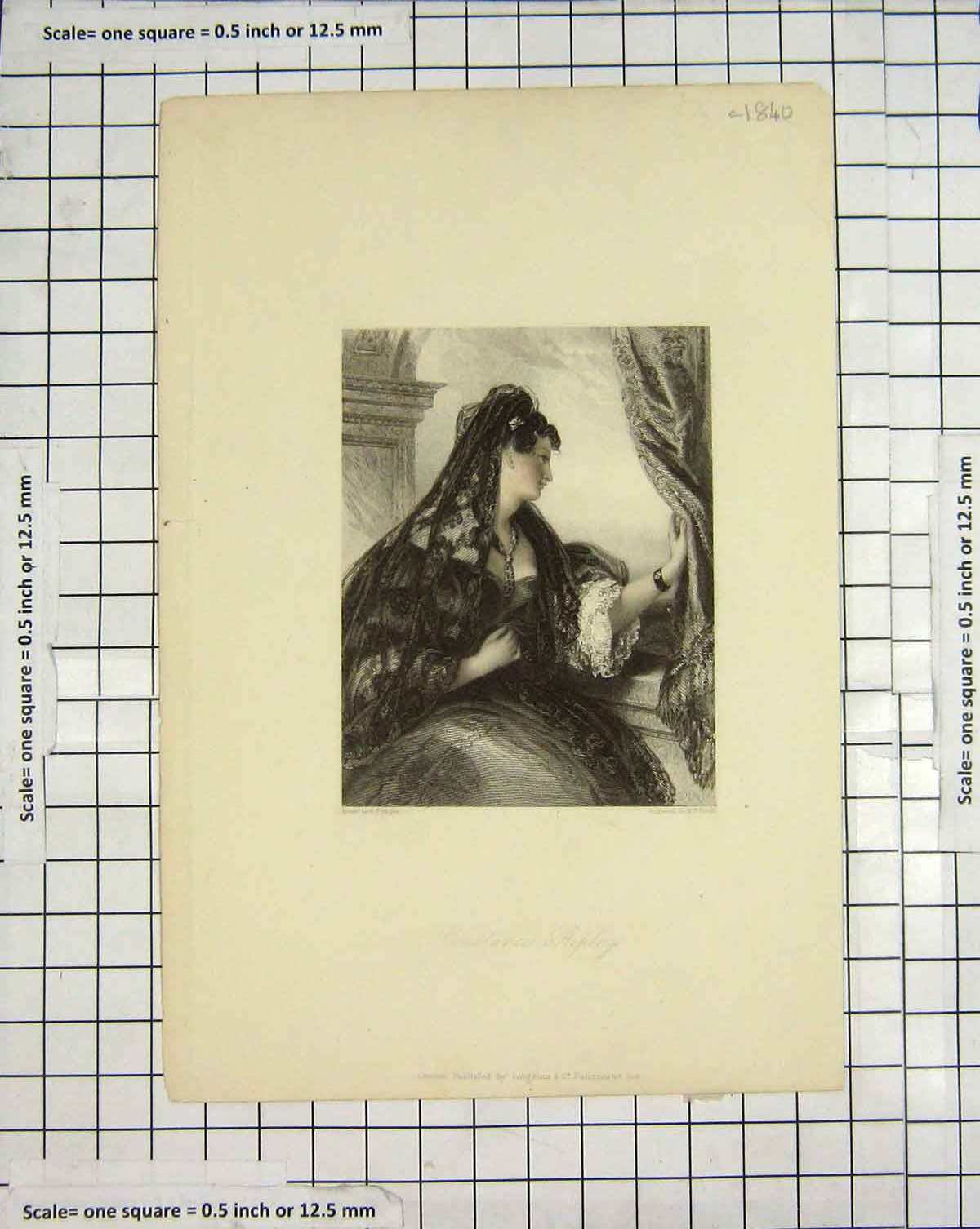 Original Old Antique Print Engraving Portrait Constance Ripley Ryall