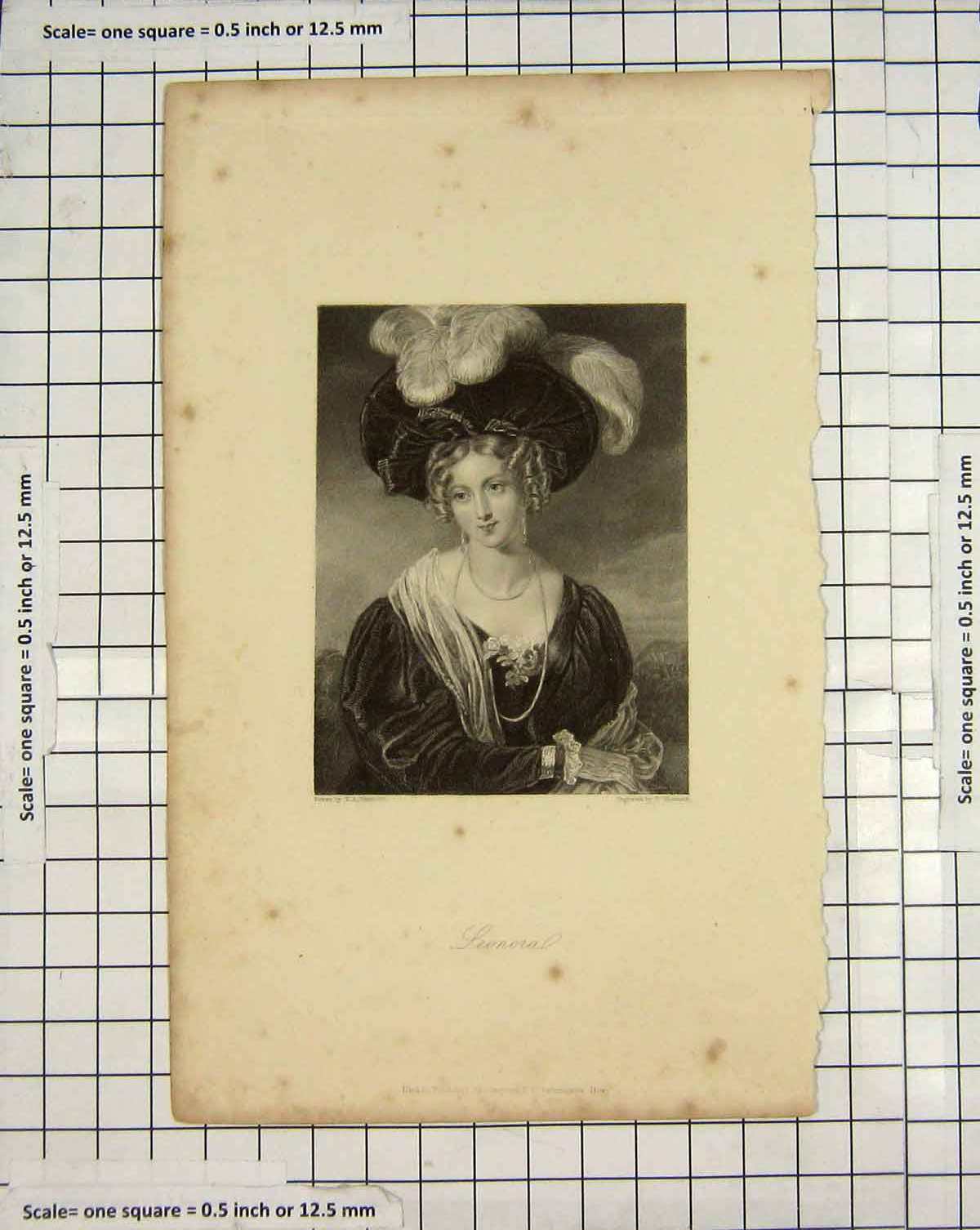 Original Old Antique Print Engraving Portrait Leonora Lady Woolnoth