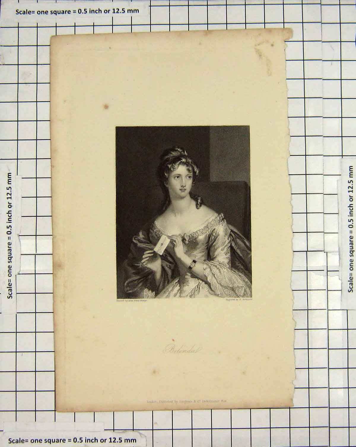 Original Old Antique Print Engraving Portrait Belinda Lady Robinson Sharpe