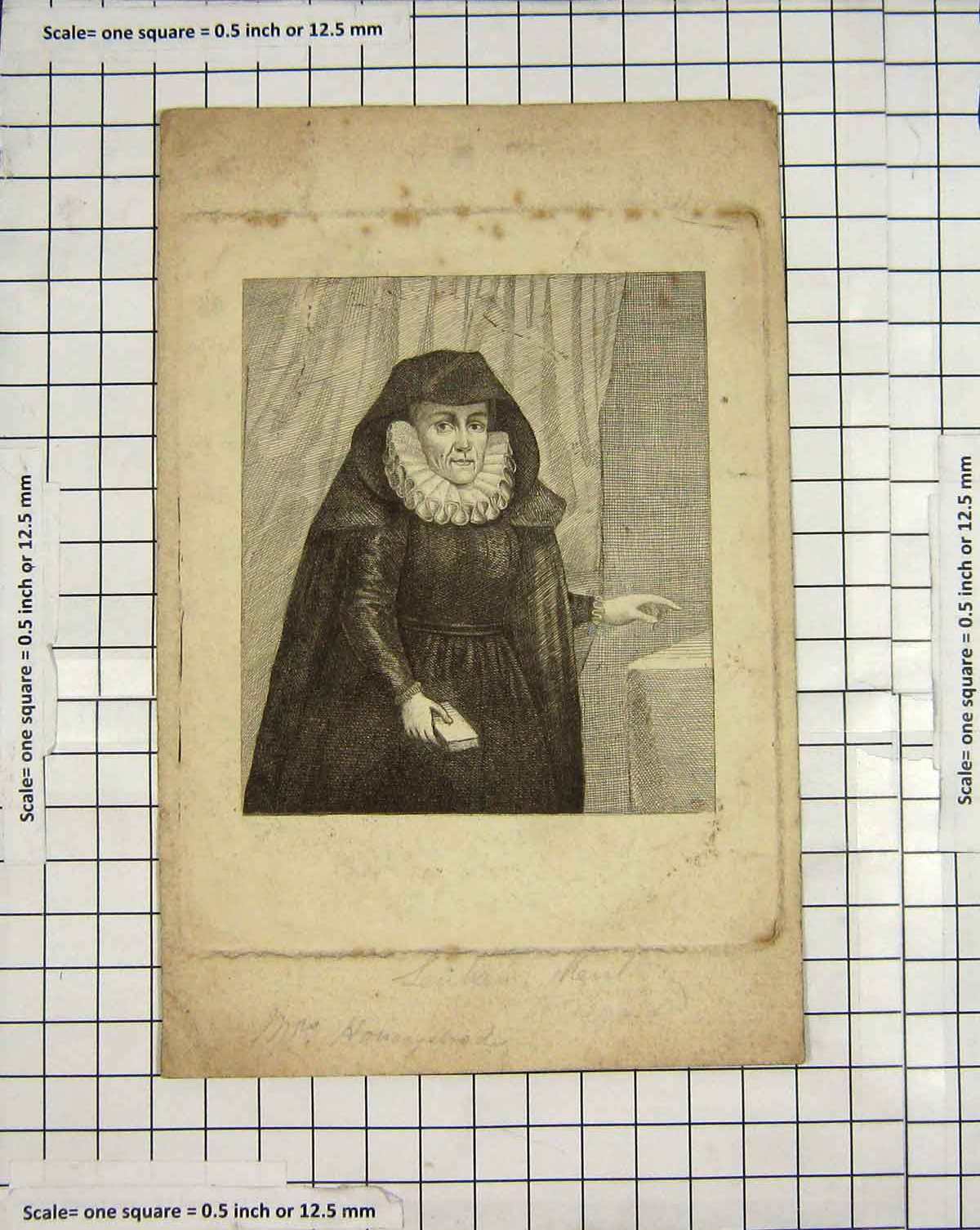 Original Old Antique Print Engraving Portrait Lady Costume Kent