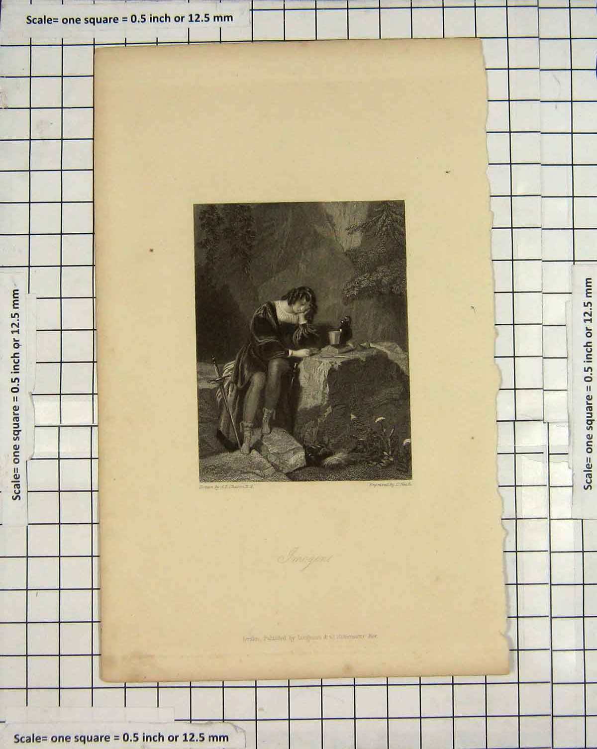 Original Old Antique Print Engraving Portrait Imogen Lady Heath Chalon