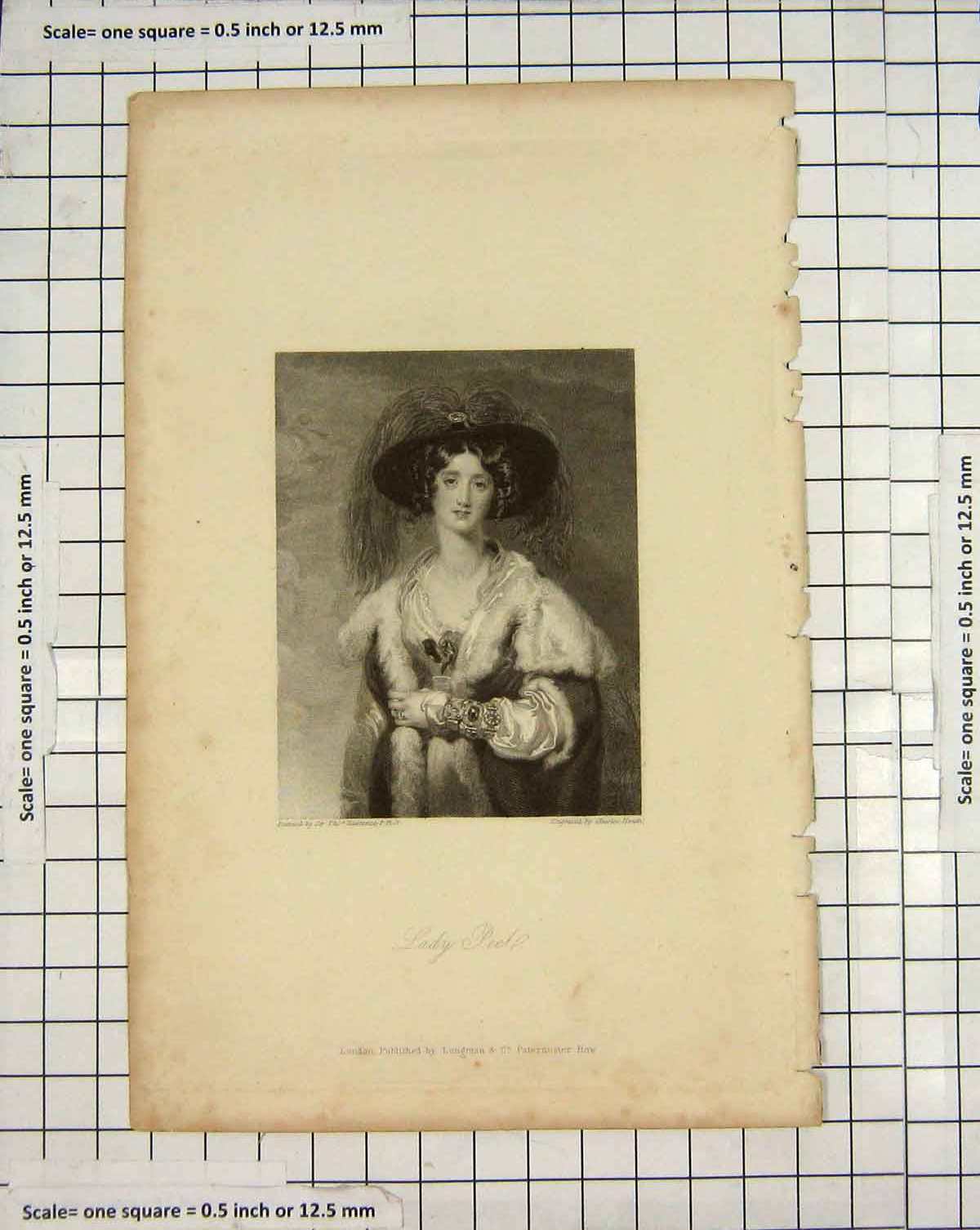 Original Old Antique Print Engraving Portrait Lady Peel Lady Heath