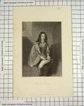 Original Old Antique Print Engraving 1850 Portrait Margaret Ramsay Egleton 19th