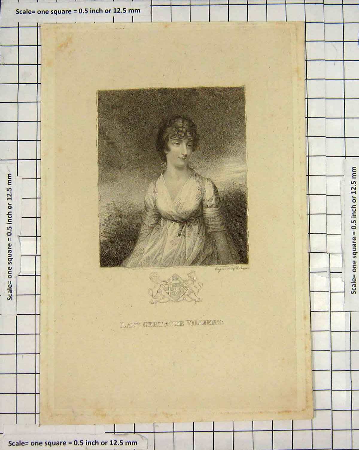 Original Old Antique Print Engraving Portrait Lady Gertrude Villiers