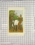 Original Old Antique Print Colour Czar Sier War Uniform Horse