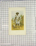 Original Old Antique Print Colour Town Crier Ake Native Dickes