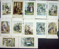 Original Old Antique Print Twelve Patty Parsons Swan Flowers People School