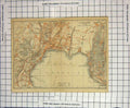 Original Old Antique Print Map Italy Street Plan Lugano Lago Cerresio