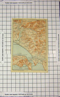 Original Old Antique Print Map Italy Sestri Lavagna Chiavari Mongelia Riva