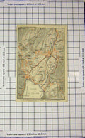Original Old Antique Print Map Italy Riva Torbole Arco Cologna Street Plan