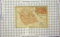 Original Old Antique Print Map Italy Street Plan Reggio Emilia Colour
