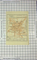 Original Old Antique Print Map Italy Street Plan Pistoia Borgo Barbara