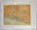 Original Old Antique Print Map Italy Sestri Nervi Contorni Genova Quinto